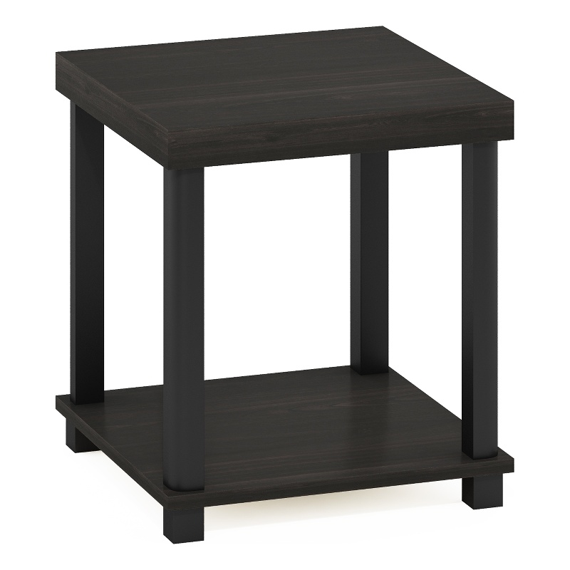 Pemberly Row Classic 2-Tier End Table Side Table in Espresso/Black