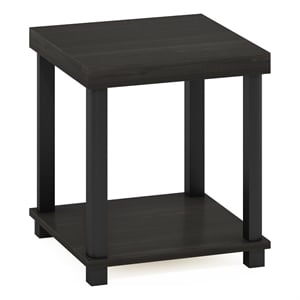 Pemberly Row Classic 2-Tier End Table Side Table in Espresso/Black