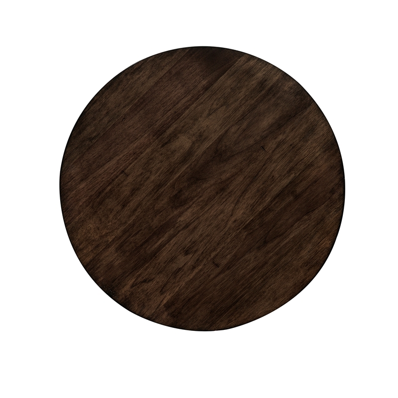 Pemberly Row Dark Brown Round End Table with Tapered Splayed Legs