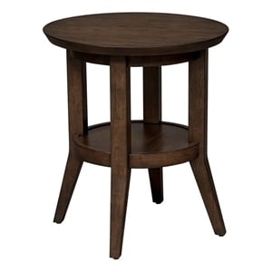 Pemberly Row Dark Brown Round End Table with Tapered Splayed Legs