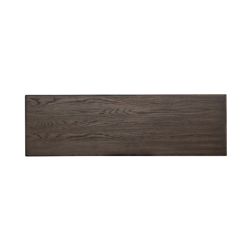 Pemberly Row 2-Drawer Wood Sofa Table in Peppercorn Espresso
