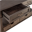 Pemberly Row 2-Drawer Wood Sofa Table in Peppercorn Espresso
