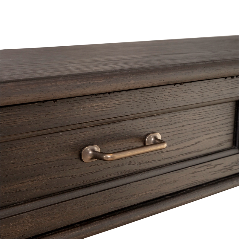 Pemberly Row 2-Drawer Wood Sofa Table in Peppercorn Espresso