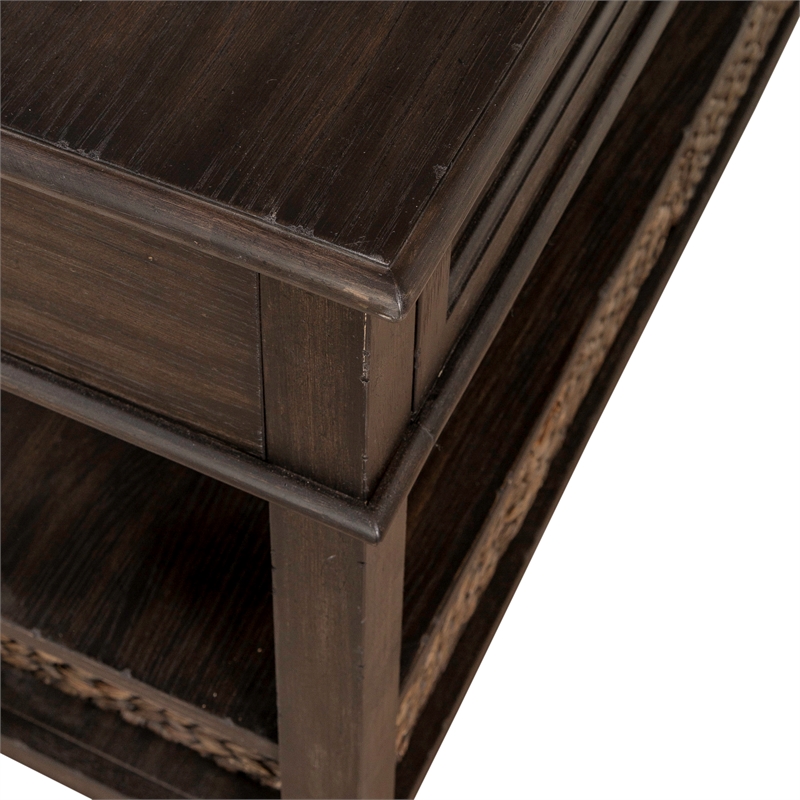 Pemberly Row 2-Drawer Wood Sofa Table in Peppercorn Espresso