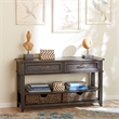 Pemberly Row 2-Drawer Wood Sofa Table in Peppercorn Espresso