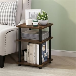 Pemberly Row 3-Tier Toolless Open Shelves End Table Nightstand in Amber Pine