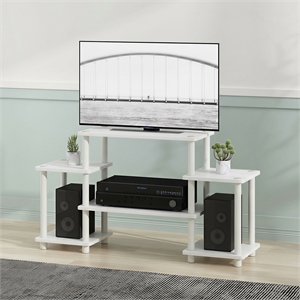 Pemberly Row 6 Open Shelf Entertainment Center for TV up to 32 Inch in White