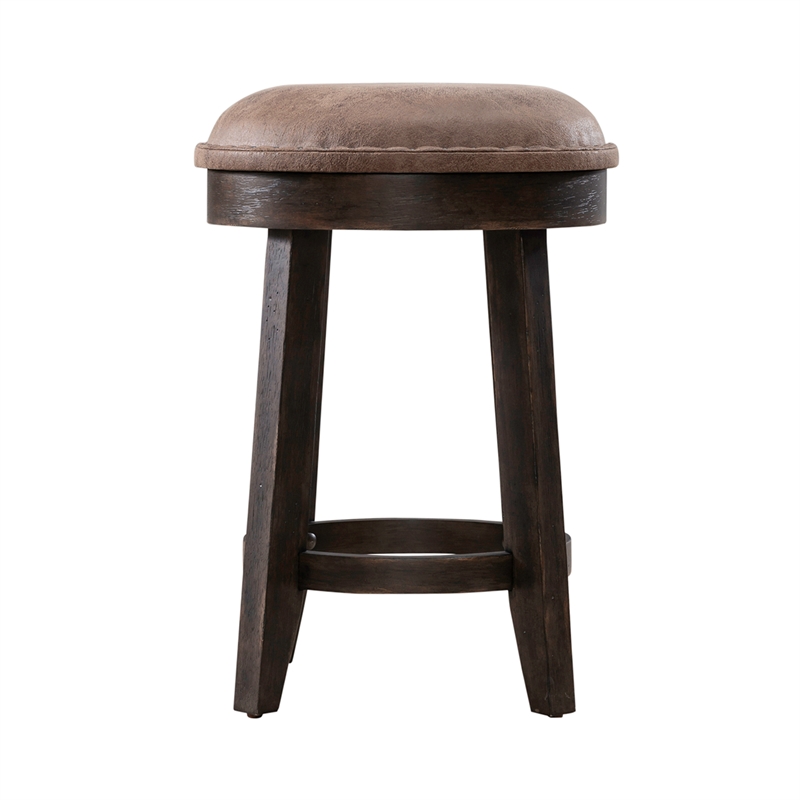 Pemberly Row Upholstered Console Stool with Nail Head Accents in Brown