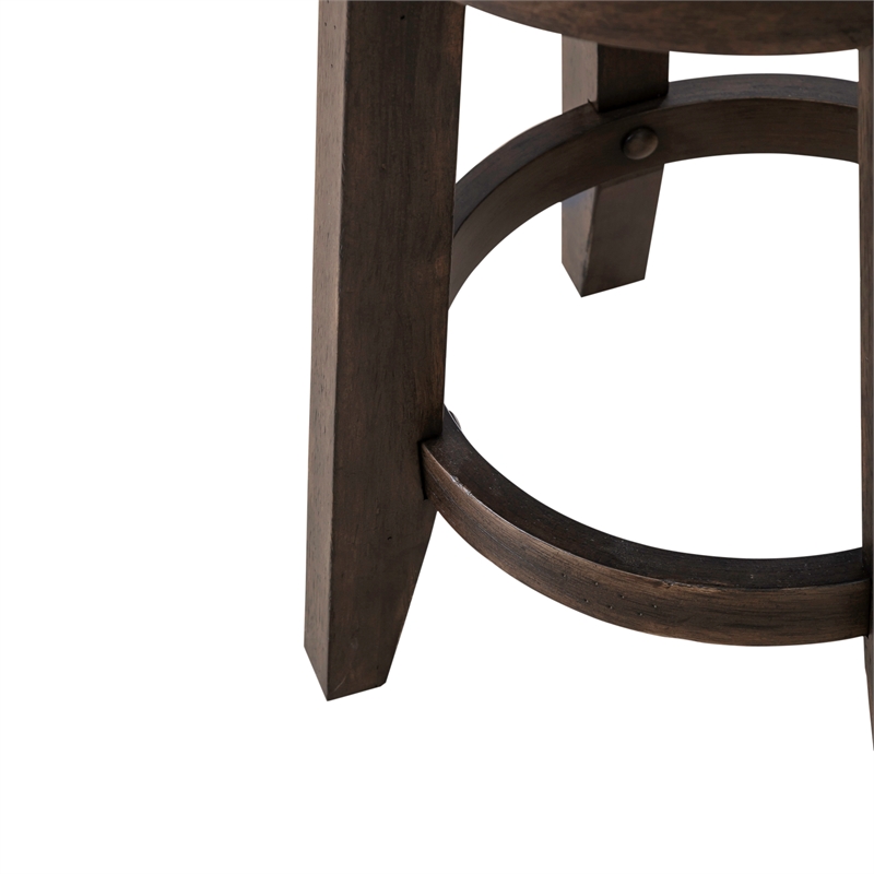 Pemberly Row Upholstered Console Stool with Nail Head Accents in Brown