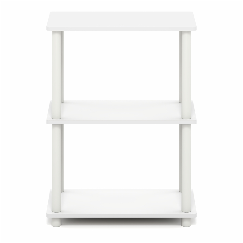 Pemberly Row 3-Tier Toolless Corner Shelf with Open Storage in White