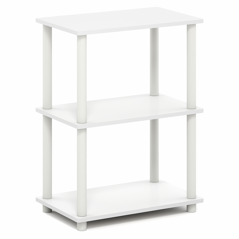 Pemberly Row 3-Tier Toolless Corner Shelf with Open Storage in White