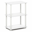 Pemberly Row 3-Tier Toolless Corner Shelf with Open Storage in White