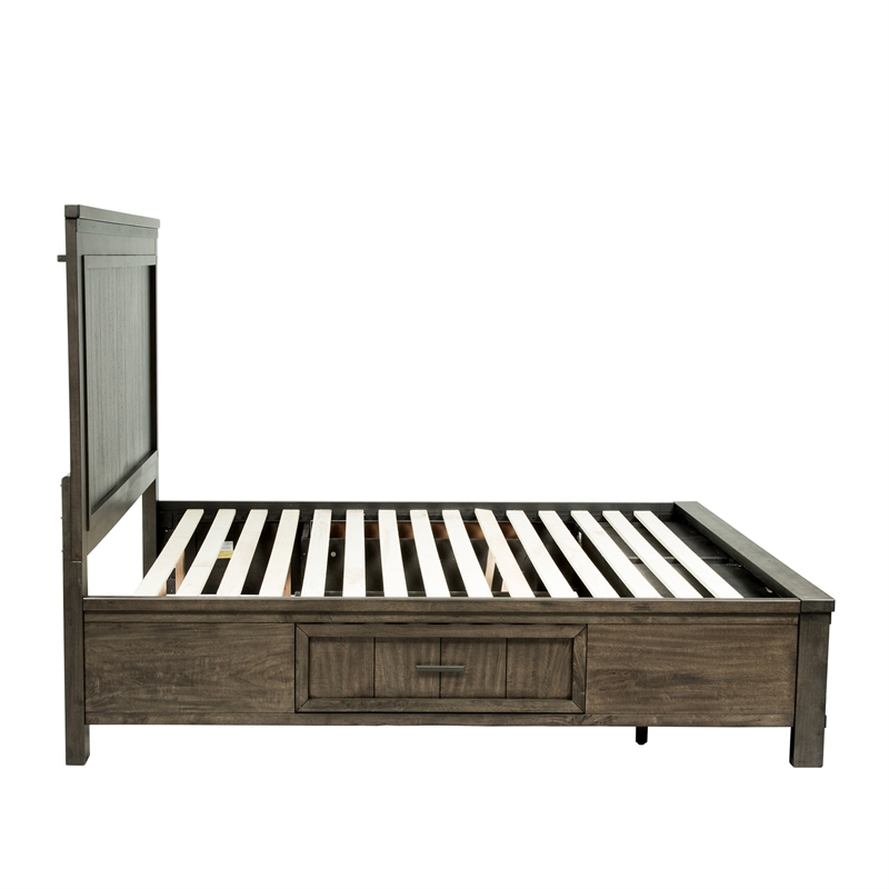 Pemberly Row Dark Gray Queen Two Sided Storage Bed with Drawer Glides