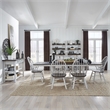 Pemberly Row White 7 Piece Trestle Table Set with X Style Base and Glides