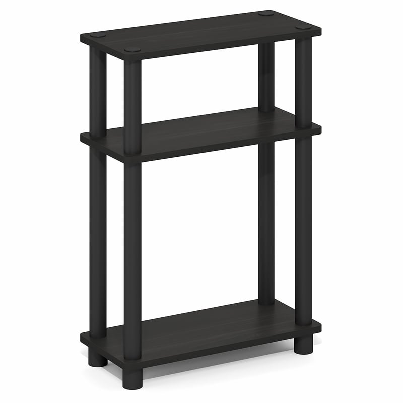 Pemberly Row 3-Tier Rectangular Narrow Nightstand with Open Shelves in Espresso