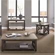 Pemberly Row Black 3 Piece Set with Cocktail and End Tables in Ash/Charcoal