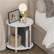 Pemberly Row 2-Tier Small Round Toolless Nightstand in Marble White