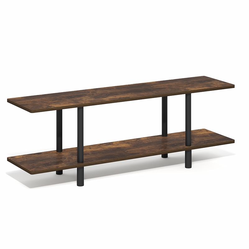 Pemberly Row 2-Tier 47.2 Inch Wide Toolless Book Shelf in Amber Pine