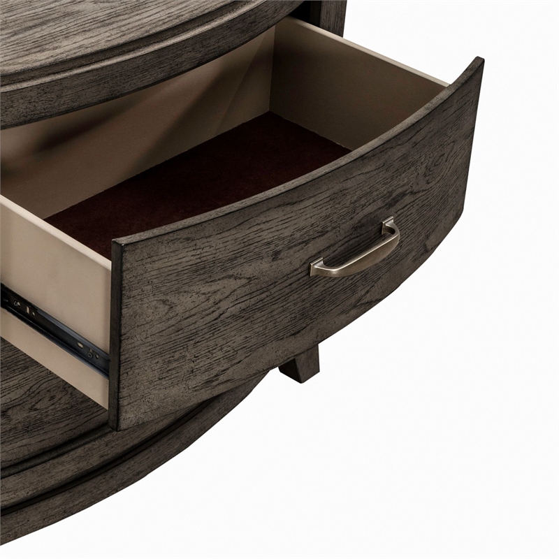 Pemberly Row Nightstand with Built-In Charging Station in Coffee Bean