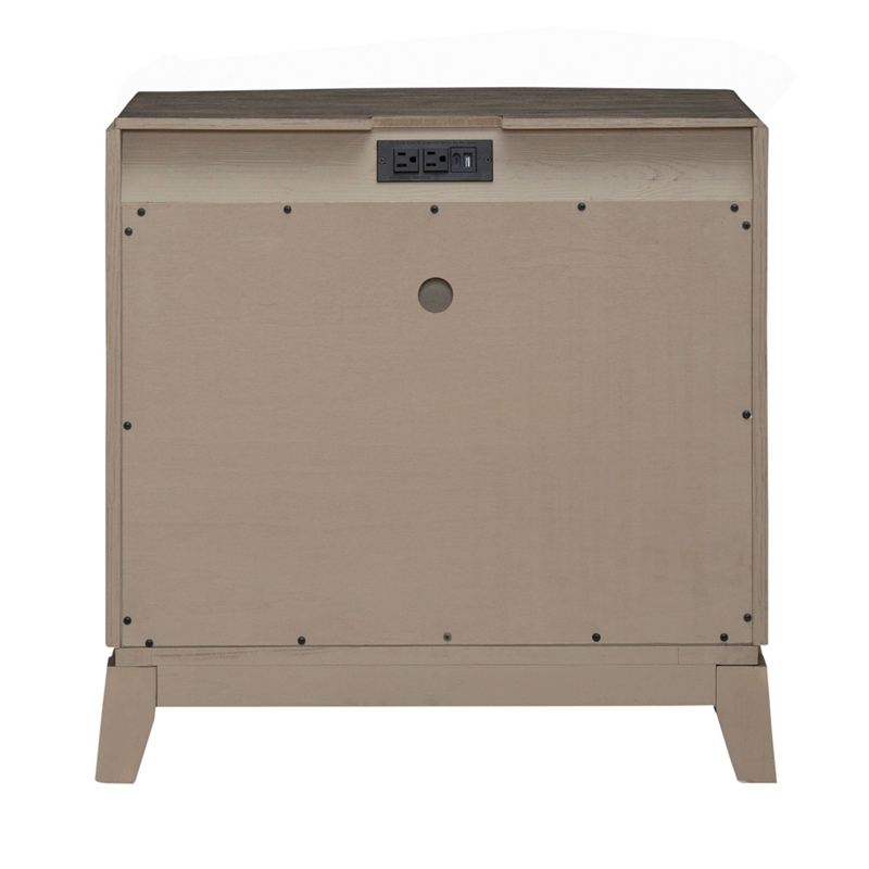 Pemberly Row Nightstand with Built-In Charging Station in Coffee Bean