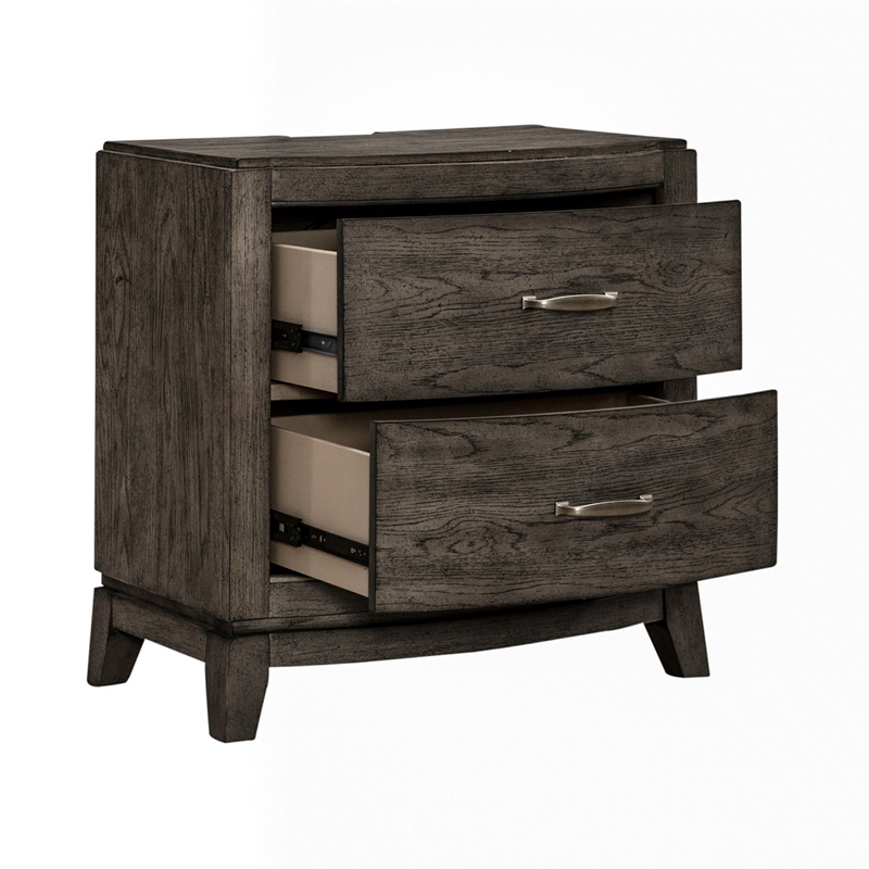 Pemberly Row Nightstand with Built-In Charging Station in Coffee Bean