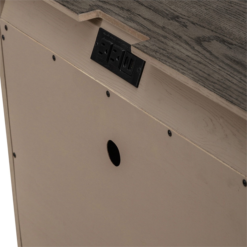 Pemberly Row Nightstand with Built-In Charging Station in Coffee Bean