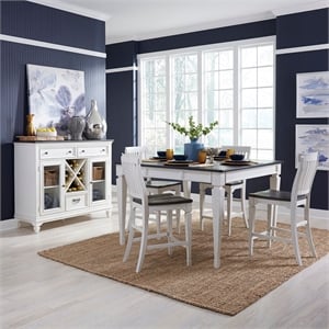 Pemberly Row 5 Piece Gathering Table Dining Room Set in White