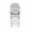 Pemberly Row Madison Wood Glider and Ottoman in White/Woven Gray