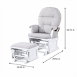 Pemberly Row Madison Wood Glider and Ottoman in White/Woven Gray