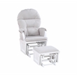 Pemberly Row Madison Wood Glider and Ottoman in White/Woven Gray