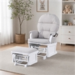 Pemberly Row Madison Wood Glider and Ottoman in White/Woven Gray