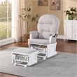 Pemberly Row Madison Wood Glider and Ottoman in White/Woven Gray