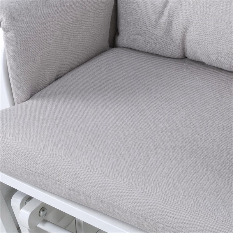 Pemberly Row Madison Wood Glider and Ottoman in White/Woven Gray