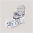 Pemberly Row Madison Wood Glider and Ottoman in White/Woven Gray