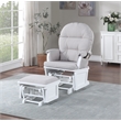 Pemberly Row Madison Wood Glider and Ottoman in White/Woven Gray