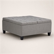 Pemberly Row Square Coffee Table Ottoman in Dove Gray Fabric with Storage