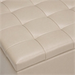Pemberly Row Square Coffee Table Ottoman in Satin Cream Fabric with Storage