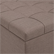 Pemberly Row Square Coffee Table Ottoman in Fawn Brown Fabric with Storage