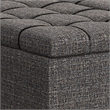 Pemberly Row Transitional Coffee Table Storage Ottoman in Ebony Tweed