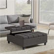 Pemberly Row Transitional Coffee Table Storage Ottoman in Ebony Tweed
