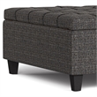 Pemberly Row Transitional Coffee Table Storage Ottoman in Ebony Tweed