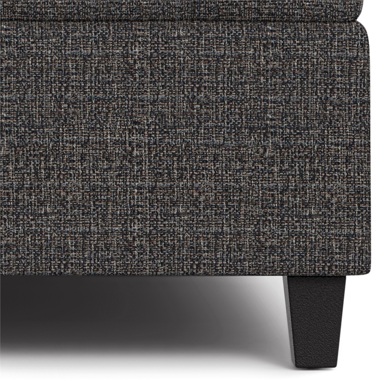 Pemberly Row Transitional Coffee Table Storage Ottoman in Ebony Tweed