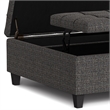 Pemberly Row Transitional Coffee Table Storage Ottoman in Ebony Tweed