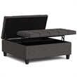 Pemberly Row Transitional Coffee Table Storage Ottoman in Ebony Tweed