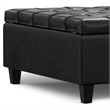 Pemberly Row Harrison Coffee Table Ottoman in Black Faux Leather
