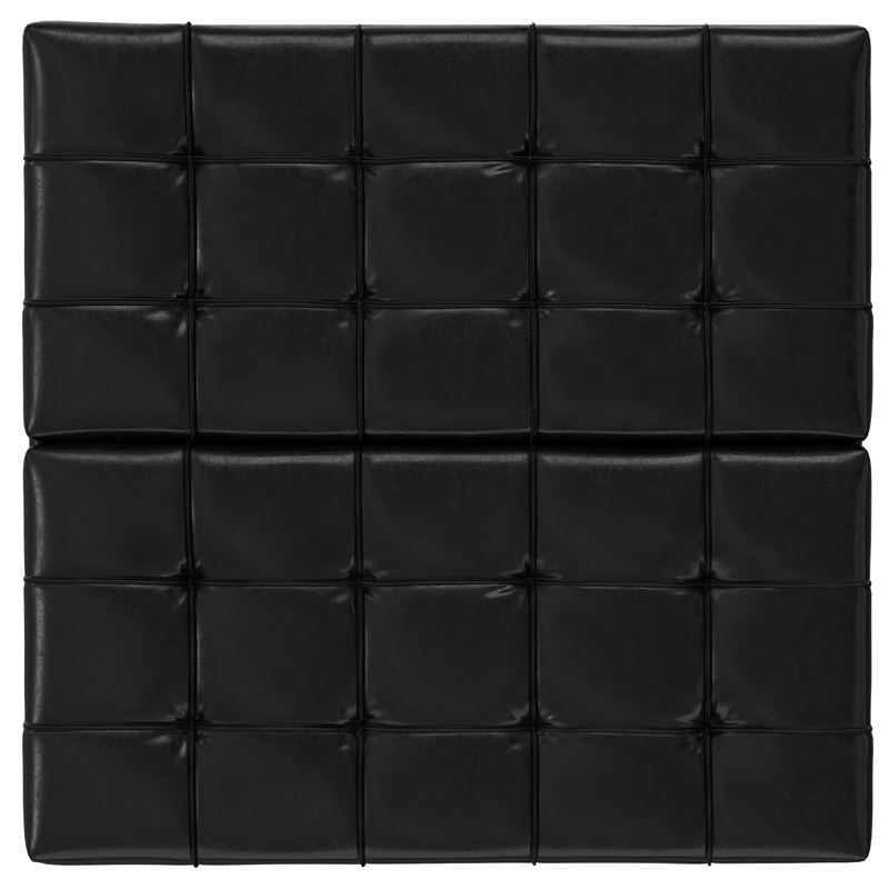 Pemberly Row Harrison Coffee Table Ottoman in Black Faux Leather