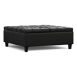 Pemberly Row Harrison Coffee Table Ottoman in Black Faux Leather