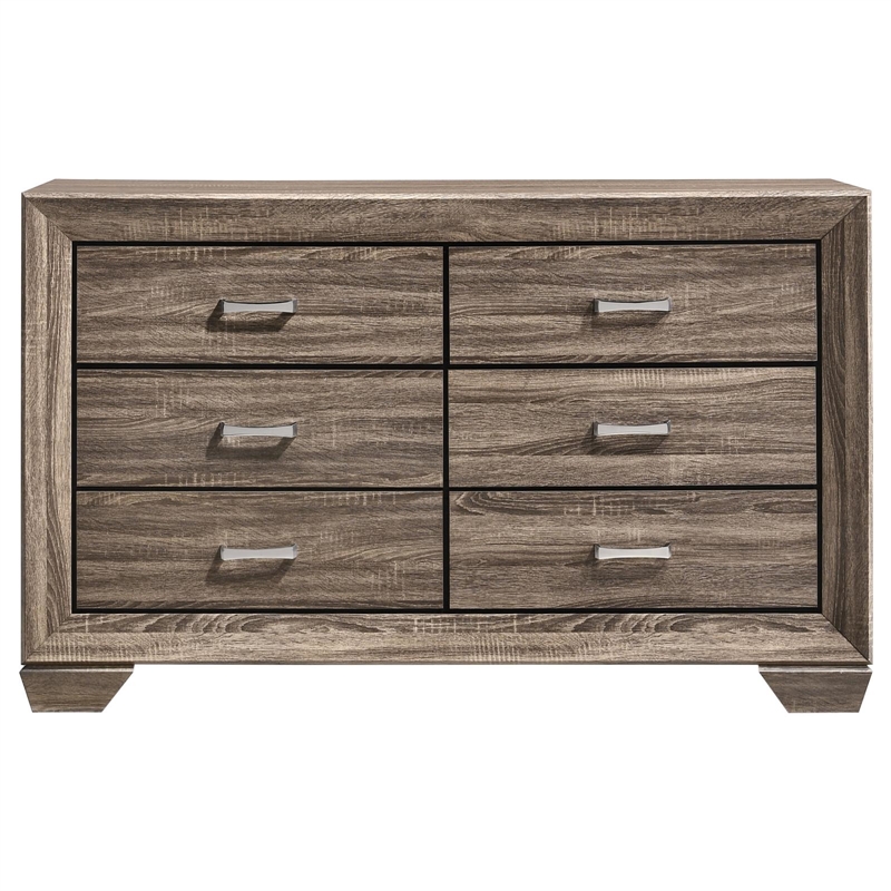 Pemberly Row 4-Piece Queen Bedroom Set in Washed Taupe Oak Finish