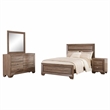Pemberly Row 4-Piece Eastern King Bedroom Set in Washed Taupe Oak Finish