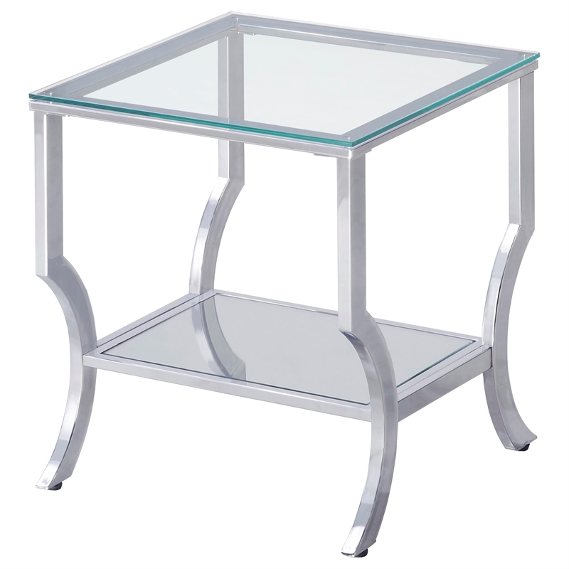 Pemberly Row 2-Piece Glass Coffee & End Table Set with Chrome Finish